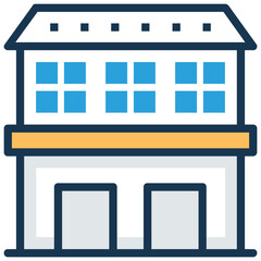 Beautiful double story building Vector Icon