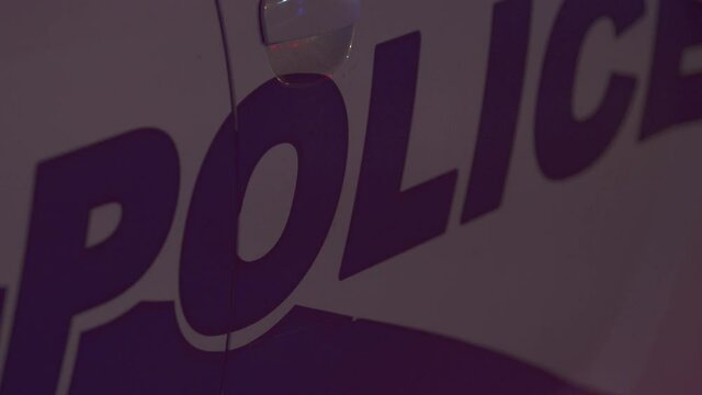 Police Car Side Door with Siren Flashing Night 4K