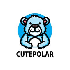 cute polar bear cartoon logo vector icon illustration