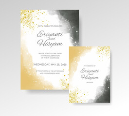 Beautiful wedding card watercolor with splash