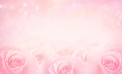 Fototapeta na wymiar Pink Rose flowers with blurred sofe pastel color background for love wedding and valentines day.