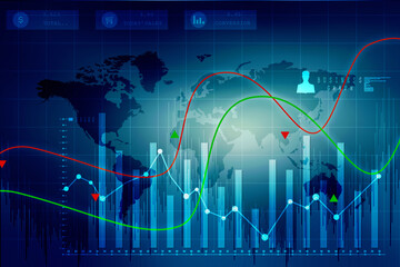2d rendering Stock market online business concept. business Graph 