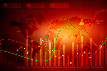 2d rendering Stock market online business concept. business Graph 