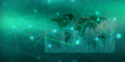 2d rendering Stock market online business concept. business Graph 