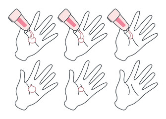 手のひらに保湿剤クリームを出すイラスト