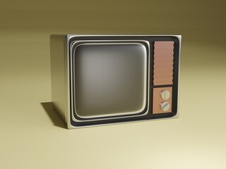 3D Illustration of retro style television