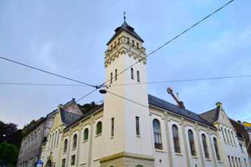 One of the central streets of Alesund with Art Nouveau architecture, Norway. Architecture is...