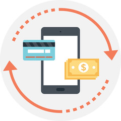 Mobile transaction flat vector icon 