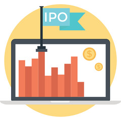 Initial public offering flat vector icon 