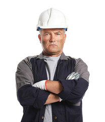 Miner man on white background