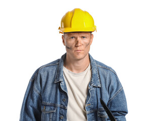 Miner man on white background