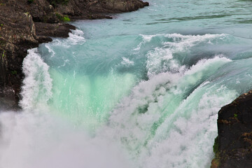 Waterfall Salto Grande in Torres del Paine National Park, Patagonia, Chile