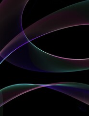 Ultraviolet Dream. Gentle tranquil curves of cool colored light float on a black background. Relaxing background. Soothing and cool.
