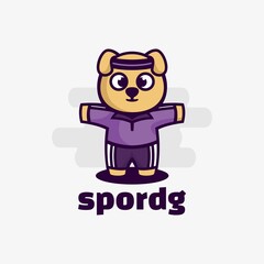 Vector Logo Illustration Dog Mascot Cartoon Style.