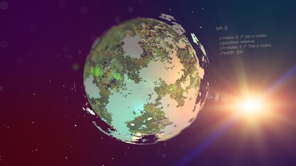 Planet from space, Hyper realistic planet with nice environmental light effects, Technology and Business and Environment concept. 3D render