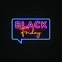 Black Friday Neon Signs Vector. Design Template Neon Style