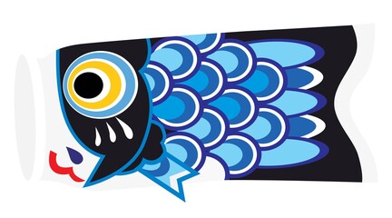 1匹のかわいい黒と青の鯉のぼり