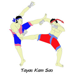 Minor Thai-style boxing winning card : 15 styles.
 1 of 15 styles of  Look Mai Muay Thai.This style is called Thai traditional songs poled post.
Thai language is called Tayae Kam Sao.