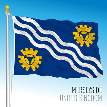 Merseyside County Flag, United Kingdom, Vector Illustration