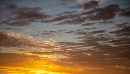 Naklejka na ściany i meble Clouds in the sky at sunset.