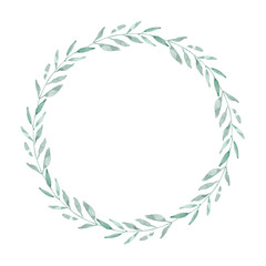 Wreath with leave using watercolor isolated on white background for Spring and Summer design purpose