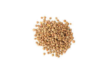 Heap of uncooked legumes isolated on white background