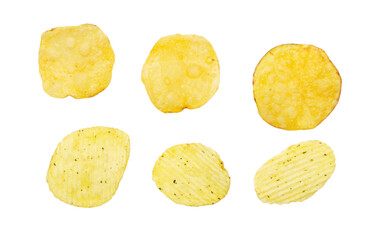 Chips isolated on white background.