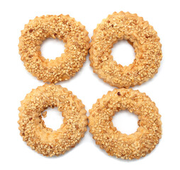 Shortbread cookies with nuts on a white