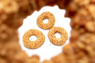 Shortbread cookies with nuts on a white