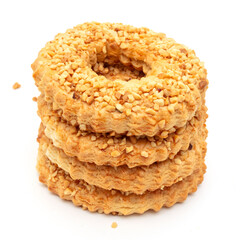 Shortbread cookies with nuts on a white