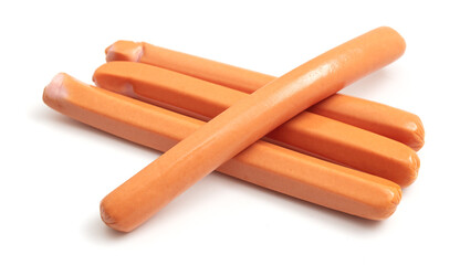 Meat sausages isolated on a white