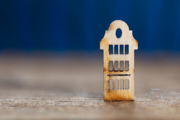 Close-up of a toy wooden house