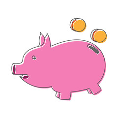 piggy bank hand drawn design vector illustration