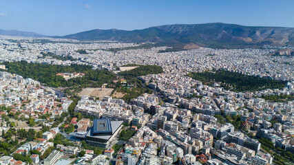 Fototapeta na wymiar view of the city of the city of Athens from drone