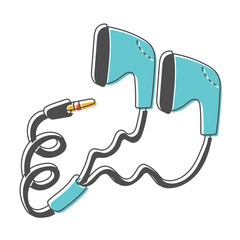 earphones hand drawn design vector illustration