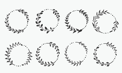 Decorative Leaf Wreath Vector Set, Illustration