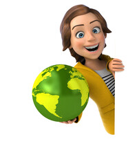 Fun 3D illustration of a cartoon teenage girl