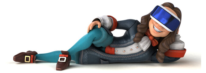 Fun 3D Illustration of a baroque gentleman with a VR Helmet