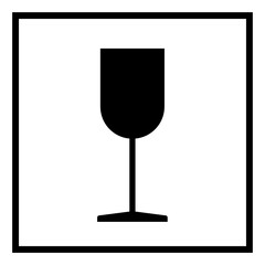 Fragile vector symbol isolated on white background, glass icon