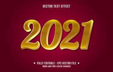 Editable text effect - 2021 new year gold style