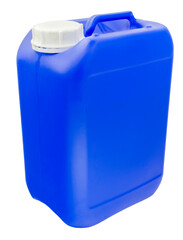Blue plastic jerrycan on white