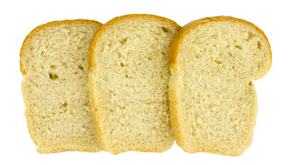 Three slices of bread isolated on white