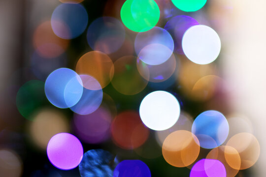 Defocused photo of christmas garland lights