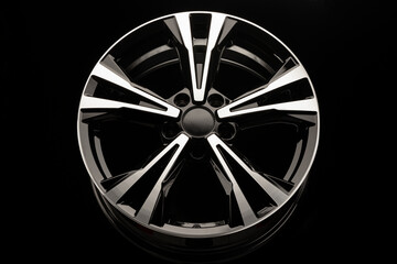 alloy wheels on a black background. New spare parts for the car or car tuning