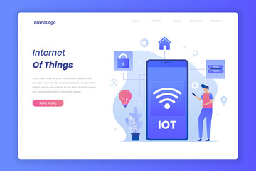 Landing page of internet of things concept. Illustration for websites, landing pages, mobile applications, posters and banners.