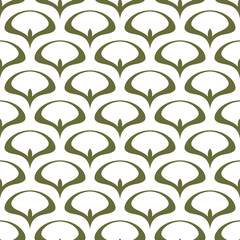 Seamless floral pattern. Green abstract leaves texture on white background.