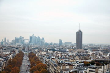 Naklejka premium Panoramic view of Paris from Arc de Triomphe, center of Paris.