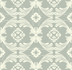 Seamless brown background with light pattern in baroque style. Vector retro illustration. Ideal for printing on fabric or paper for wallpapers, textile, wrapping. 