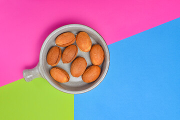 Tasty oriental sweets. Caucasian delicacy churchkhela - georgian nut treats, nut cookies and fruit ice cream.