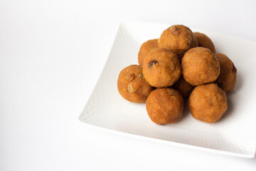 Suji Ka Halwa indian dessert, Traditional asian cuisine. Vegetarian sweet semolina, pudding on the plate.